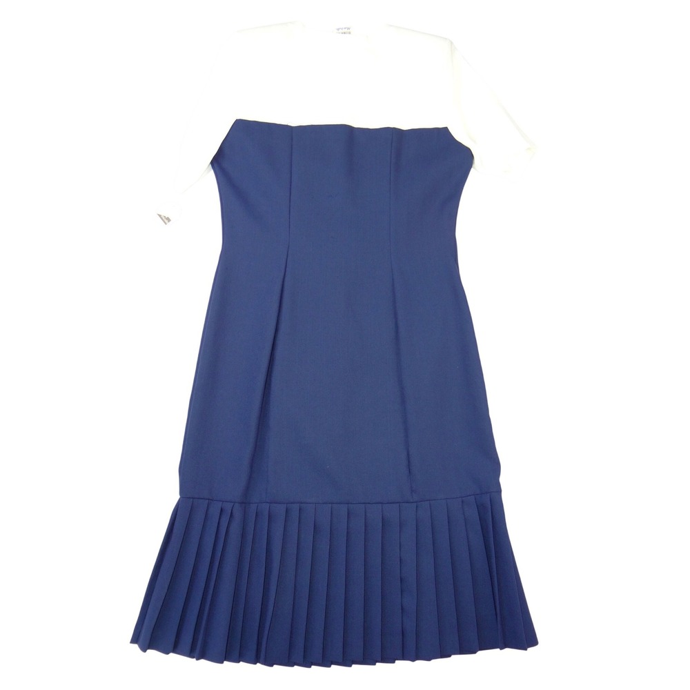 NWT Vintage Sunshine Starshine Women Navy White Pleated Drop Lace Waist Dress 12 - Picture 6 of 10